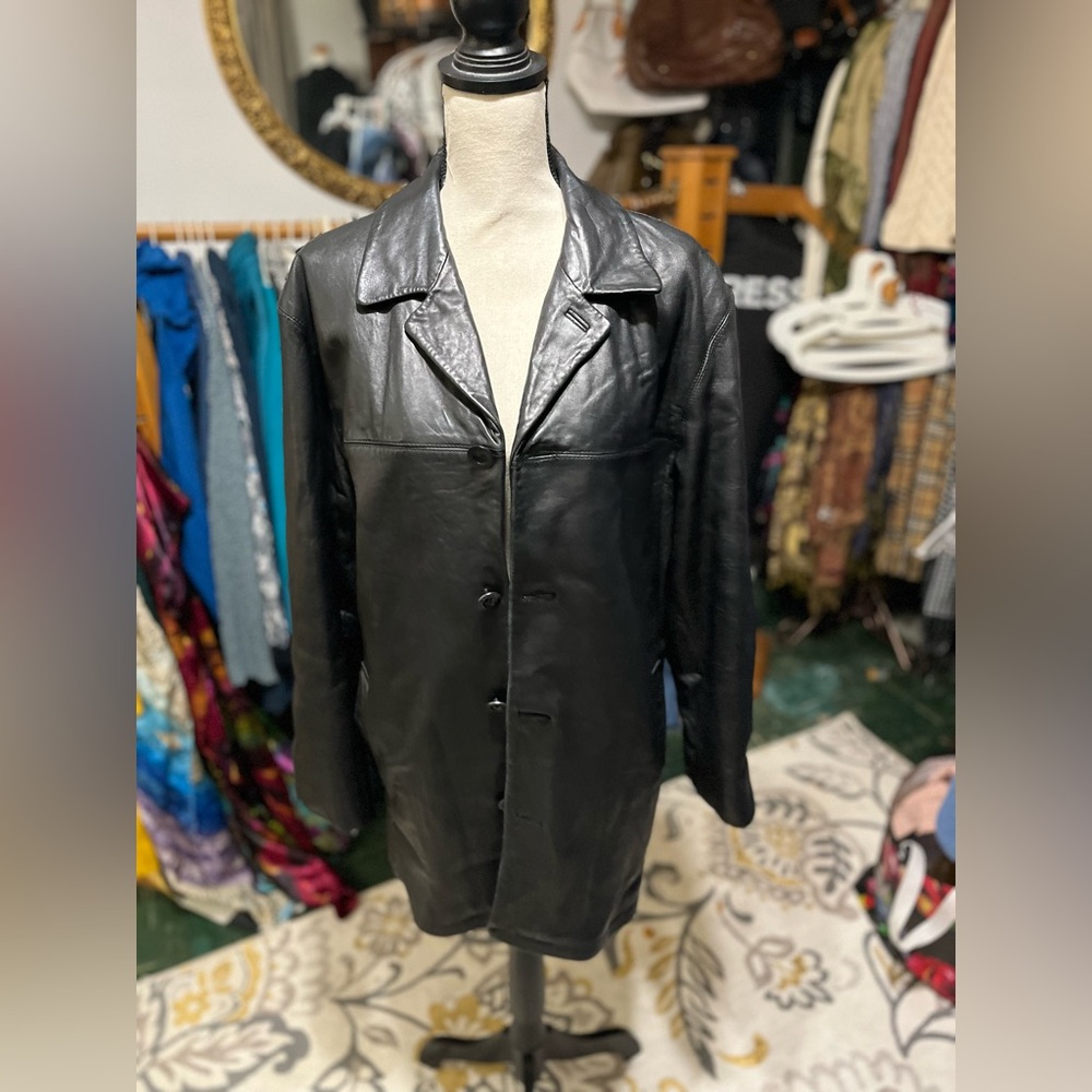 Black leather coat